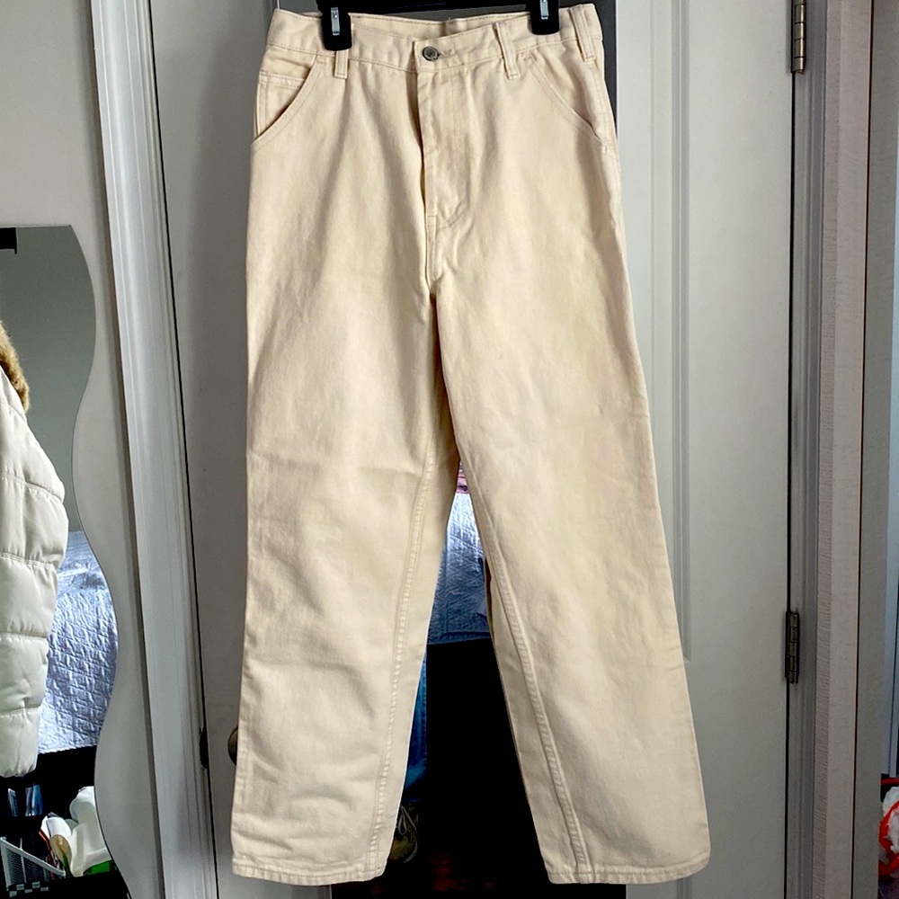 Cream Straight Leg High Waisted Pant/Jean